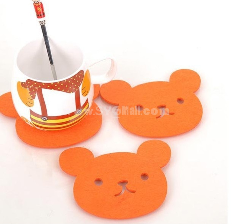Lovely bear shaped felt cup coaster(5 Pics Set)