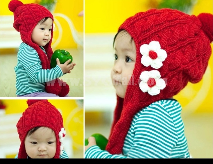 Fashion Two Flora Earflaps Knitting Hats 