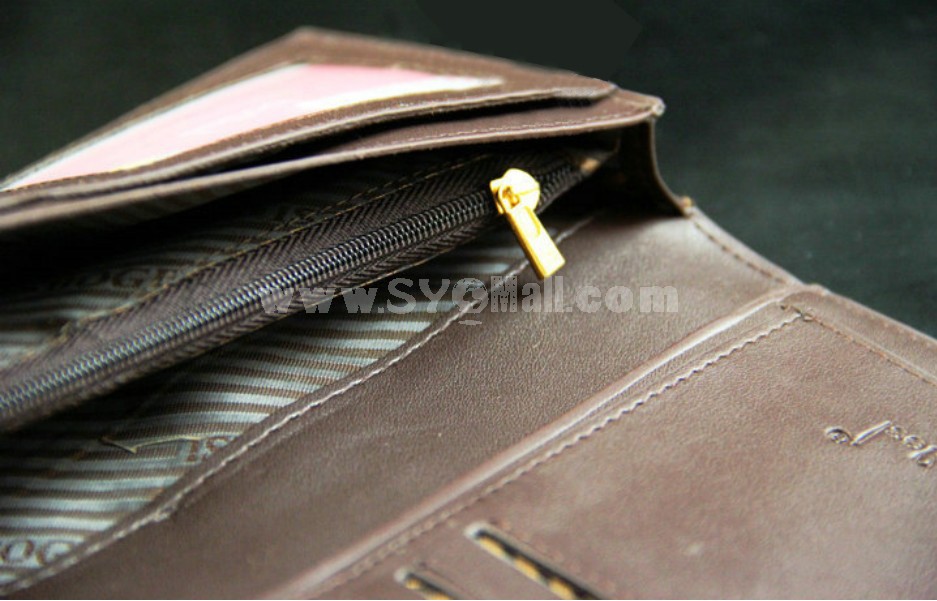 Stylish Leather Rectangle Long Men Wallet with Magnetic Buckle