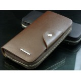 Wholesale - Solid Rectangle Long Style Zipper Men Wallet with Magnetic Buckle