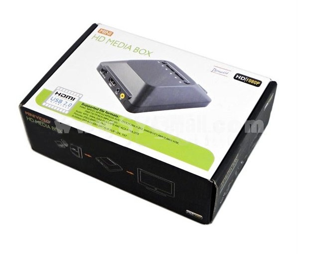 New 1080P Mini HD Media Player Box HDMI AV USB2.0 SD MMC MKV H.264 D3141A