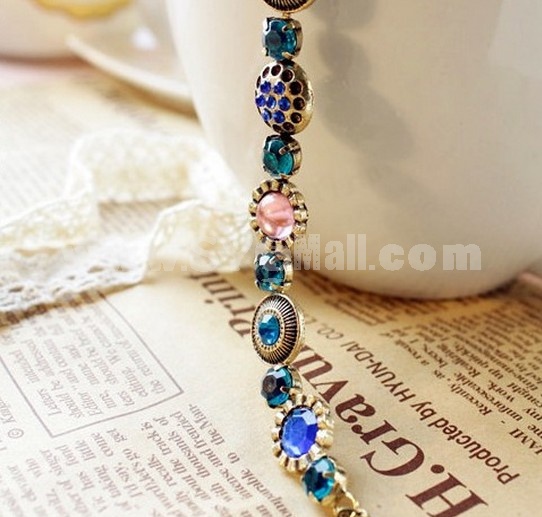 Gorgeous Vintage Colour Rhinestone Blue Diamond Bracelet (TB244)