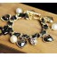 Ribborn Faddish Diamnods & Leopard Peach Heart & Pearl & Bowknot Pendants Bracelet (TK060)