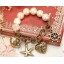 Vintage Imitation Pearl Strand with Rudder & Starfish & Peach Heart Pendants Bracelet (TB494)