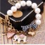 Vintage Multielement Bracelet with Pearl Elepahat & Peach Heart & Bowknot Pendants