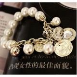 Wholesale - Stylish Gold Diamond Pearl Bracelet (TB162)