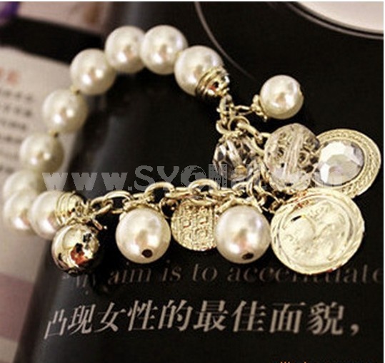 Stylish Gold Diamond Pearl Bracelet (TB162)