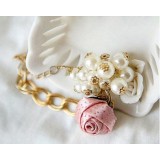 Wholesale - Stylish Rose in Bud Pearl Tassels Bracelet (TK026)