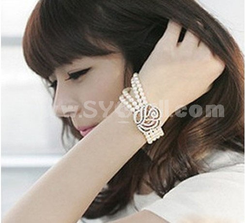 Hot Sale Korea Exquisite Hollow Rose Pearl Bracelet (TB279)