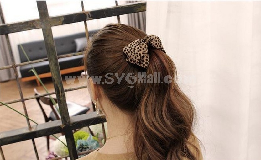 TO92 Women's Three-tiered Leopard Bowknot Hair Tie