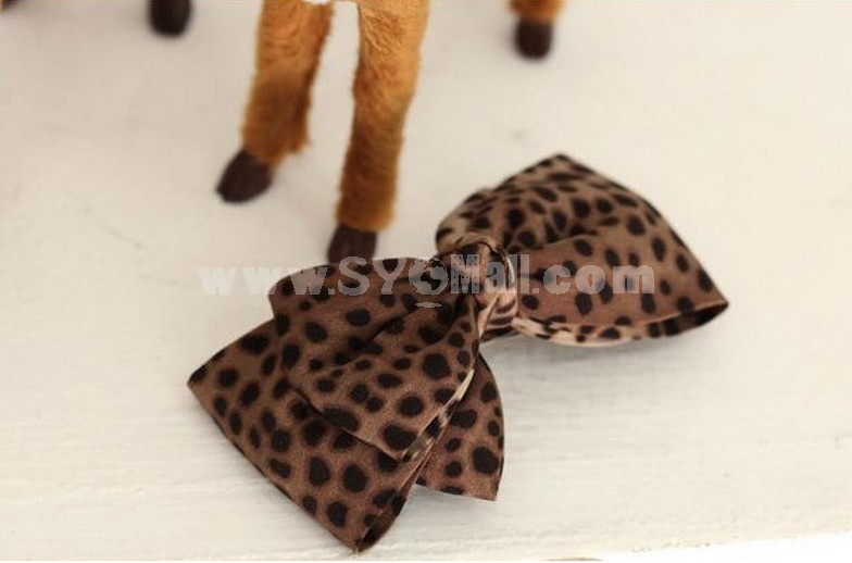 TO92 Women's Three-tiered Leopard Bowknot Hair Tie