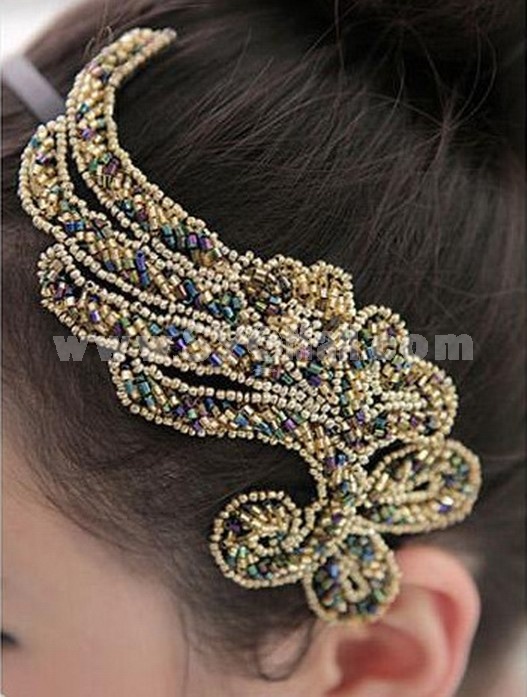 TK135 Women's Gorgeous Crystal Leaf-shaped Headband