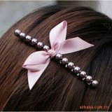 Wholesale - TA27 Women's Ribbon Butterfly Tie Beaded Hair Clip/ Barrtte