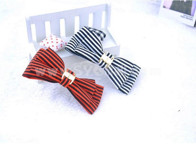 TB81 Lovely Striped Ribbon Butterfly Tie Hair Clip