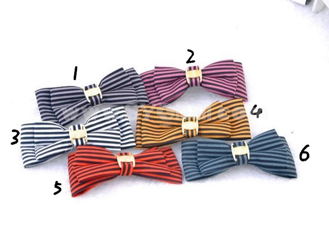 TB81 Lovely Striped Ribbon Butterfly Tie Hair Clip