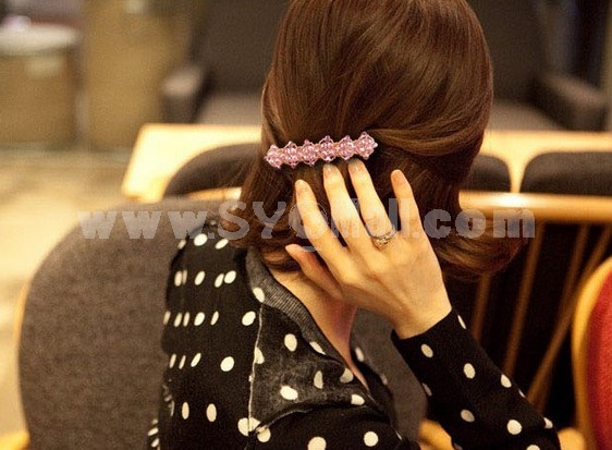TK089 Korean Style Shining Crystal Beaded Hair Clip/ Barrette