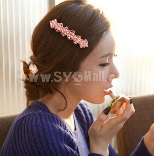 TK089 Korean Style Shining Crystal Beaded Hair Clip/ Barrette