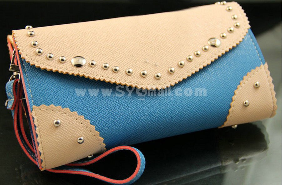 Trendy Rivet Long Wallet\ Clutch\Shoulder Bag
