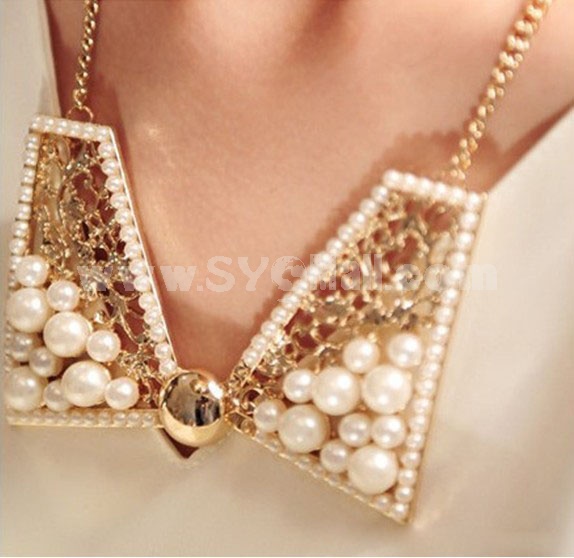 New Arrival Lovely Pearl Bowknot Collar (TK170)