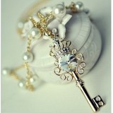 Wholesale - Shiny Crown Key pearl Two Layed Necklace (TB361)