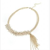 Wholesale - Multilayed Pearl Insert Gold Tassels Necklace (TB54)
