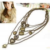 Wholesale - Vintage Multilayed Necklace with peach Hearts Pendants (TF153)