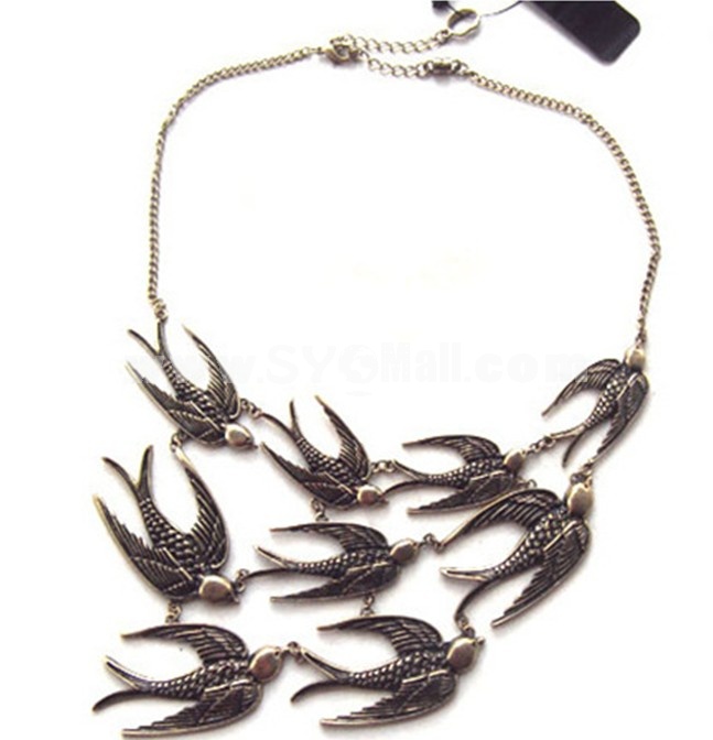 Vintage Swallows Alloy Necklace (TB415)