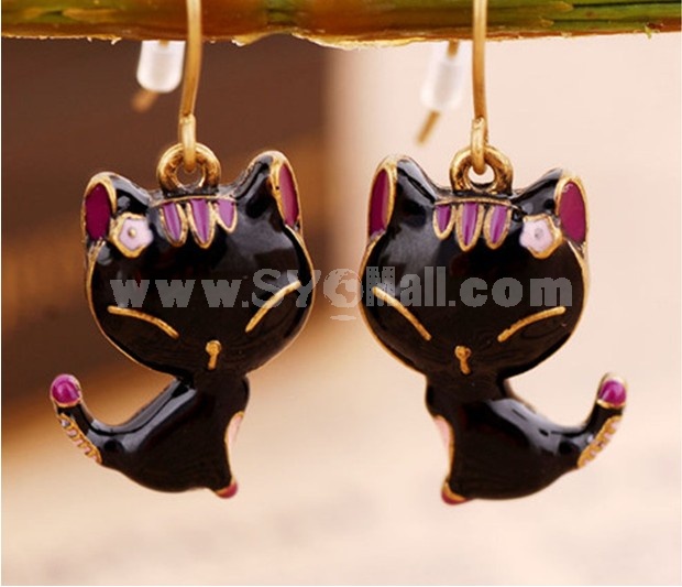 Stylish Black Lovey Cat Alloy Earring