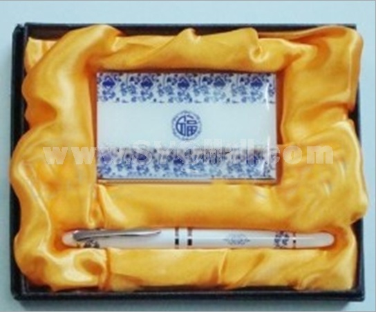 Blue and white porcelain pen + card case