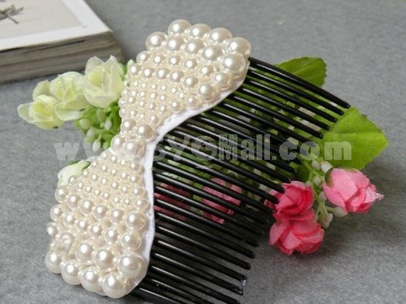 TFS0078 Korean-style Bowknot Pearl Hair Clip/ Comb