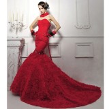 Wholesale - MTF Diamonds Elegant Lace up Sweep Train Trumpet/Mermaid Wedding Dress S950