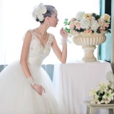 Wholesale - MTF Korea Priness Empire Lace Sweep Train Strapless Wedding Dress S1260