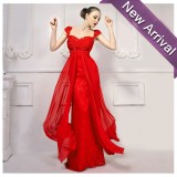 Wholesale - MTF Red Spaghetti Strap Lace Sweetheart A-line Wedding Dress L896