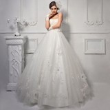 Wholesale - MTF Korea Shiny Lace Strapless Empire Wedding Dress S1250