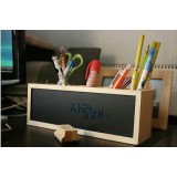 Wholesale - Cute & Creative Multi-Function Wooden (2 Changeable Slots) Pencil Holder/Storage Box - with Small Chalk Board