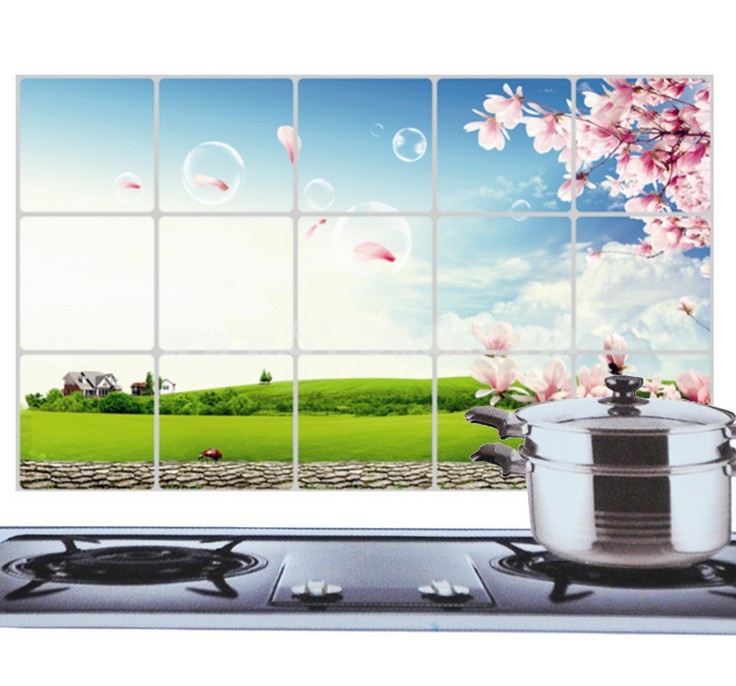 Kitchen PVC Durable Romantic Style Oilproof Sticker