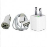 Wholesale - iPhone 4G/3GS/ipad Mini Car Charger+Greenpoint Charger+Cable(Three-In-One)