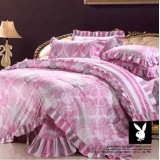 Wholesale - PLAYBOY 4 piece Korean style pink bedding set