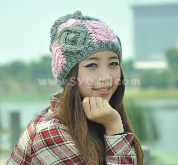 Hand weaving mixed color warm hat