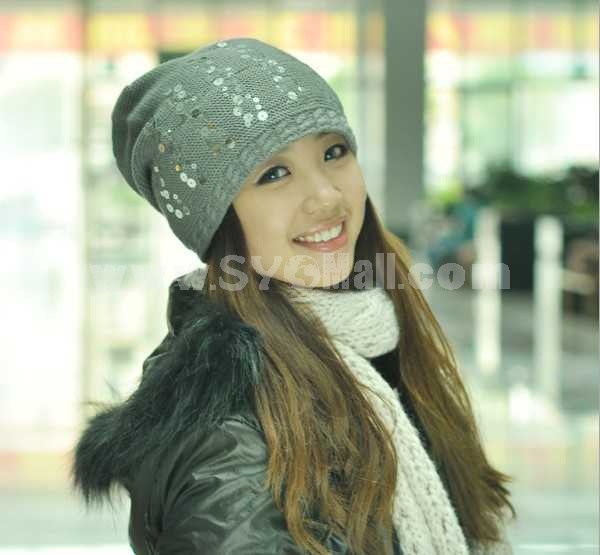 Korean style acrylic straight knitted warm hat