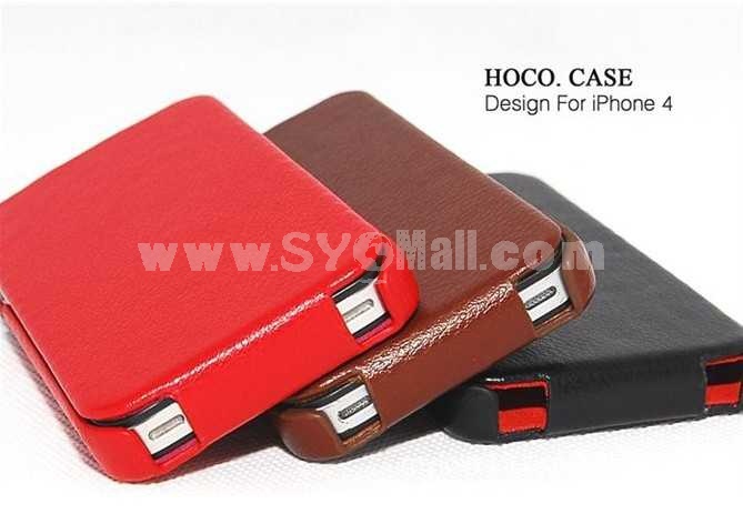 Vertical Lift Leather Pattern Protective Case for iphone 4/4S
