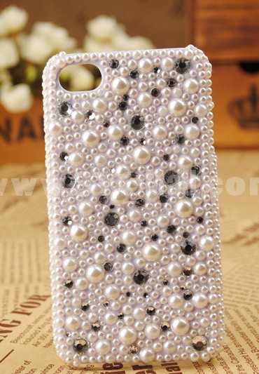 Pearl & Rhinestone Pattern Handmade Protective Case for iphone4/4s