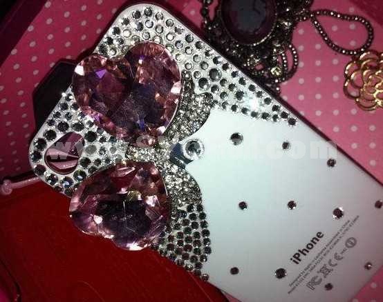 Bowknot Pattern Rhinestone Handmade Protective Case for iphone4/4s