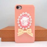 Wholesale - Handmade Lovely Cat Rhinestone Case for iPhone 4/4s