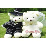 Wholesale - Romantic Couple Bears Wedding Dress PP Cotton Stuffed Animal Plush Toy 2PCS 40CM Tall