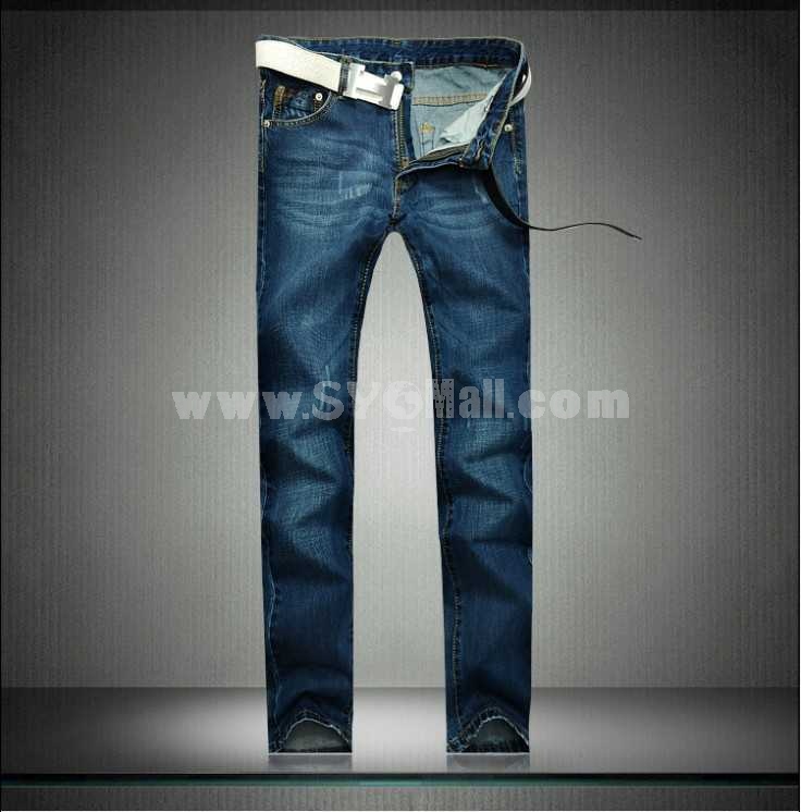 Fashion Dark Blue Winter Straight Mens Jeans 6606