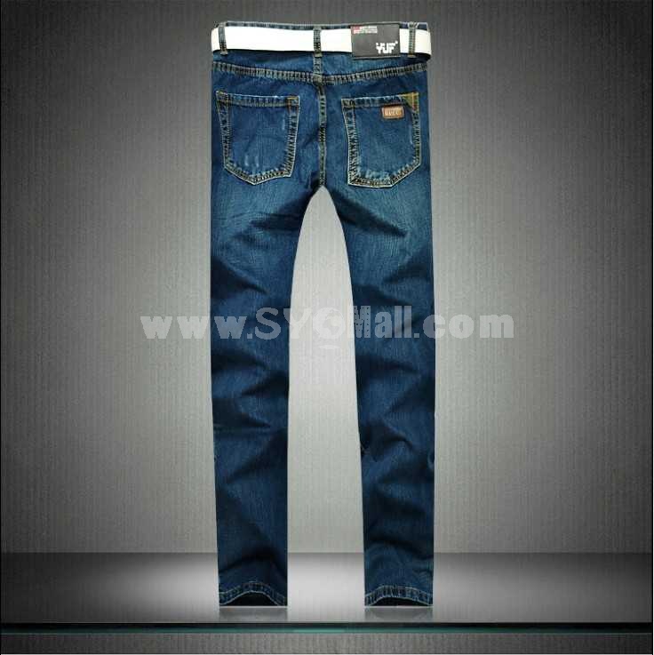 Fashion Dark Blue Winter Straight Mens Jeans 6606