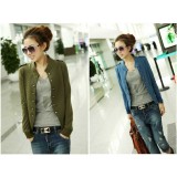 Wholesale - Stand-Collar Style Double-Breasted Monochromatic Coat with(W322)