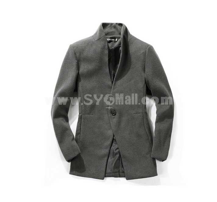 Men's Simple Style Double-Breasted Short Overcoat 1258-F07