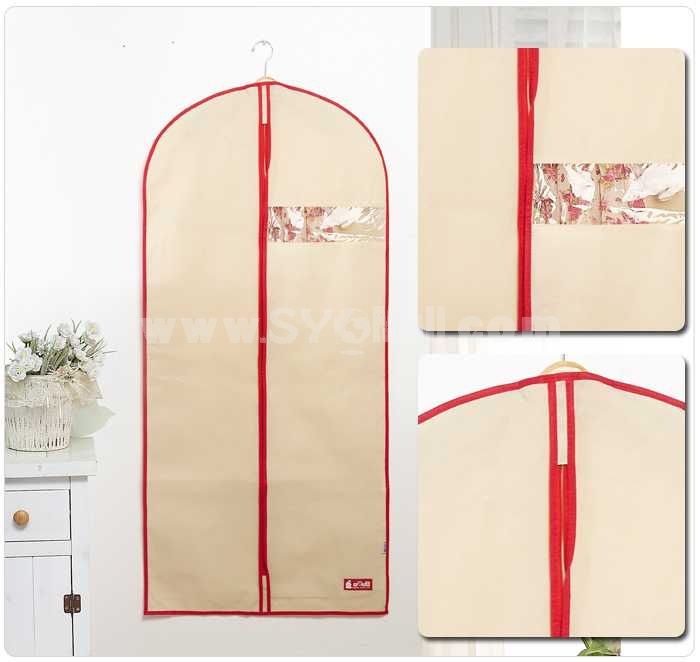 Simple Pattern Non-woven Fabric Visible Window Overcoat Zipper Dust Cover Closet Organizer